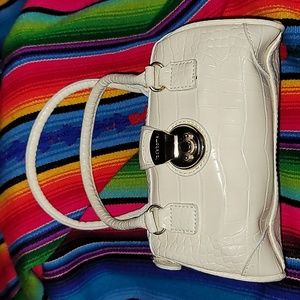 Cute Liz Claiborne white faux crocodile skin mini bag